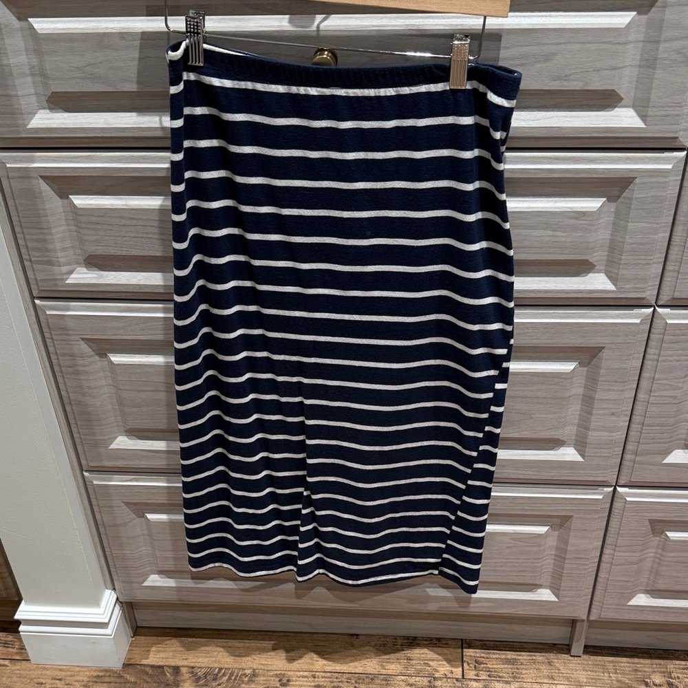 Lush Navy and White Striped Pencil Skirt